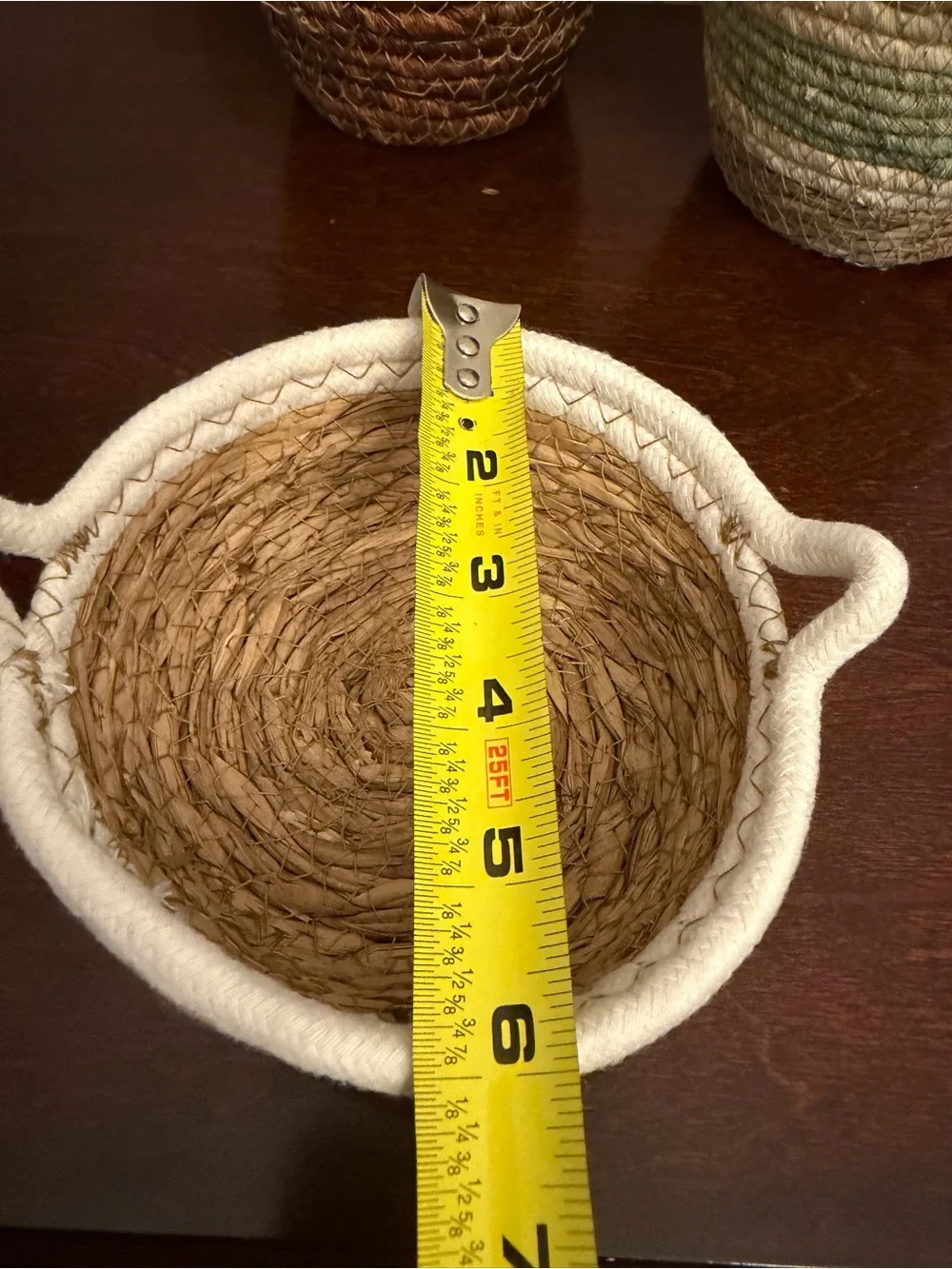 Seagrass Woven Basket Planters Storage Two-Tone Coiled  Design Boho Set Of 3